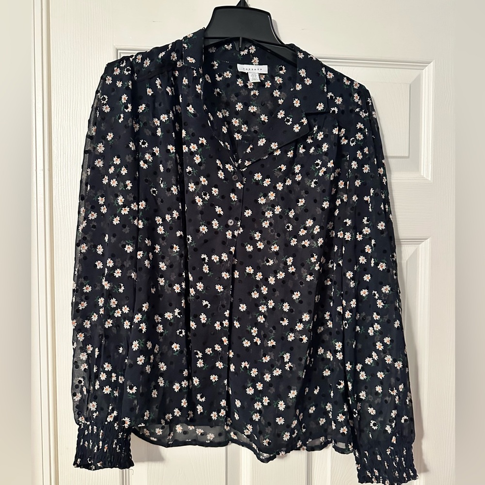 Topshop Black Floral Blouse